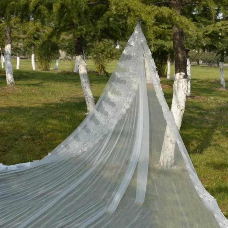 Velo de novia con Aplique de encaje, Mantilla con peine, longitud de catedral, blanco marfil