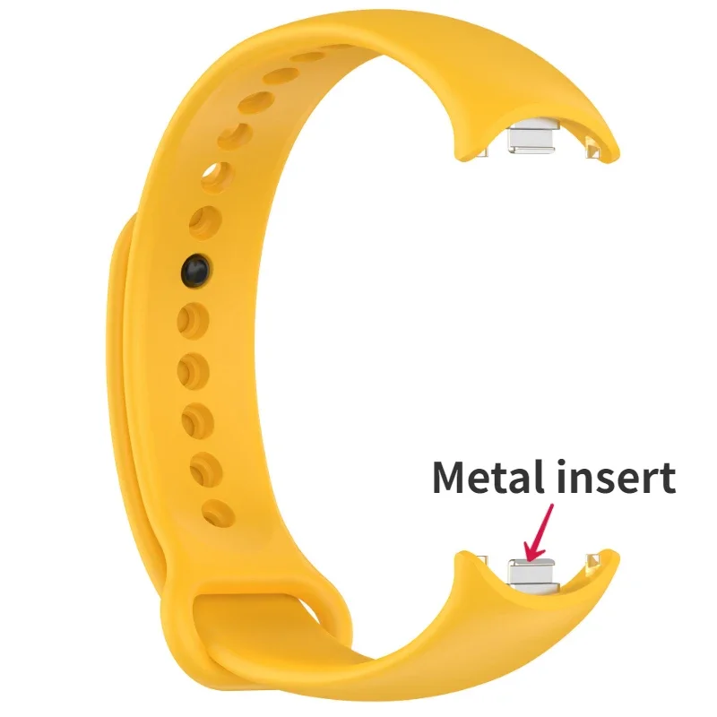 For Xiaomi Mi Band 8 Smartband Strap Correa Silicone Wristband Bracelet Watchband mi band 8 ремешок mi band 8 (Metal insert)