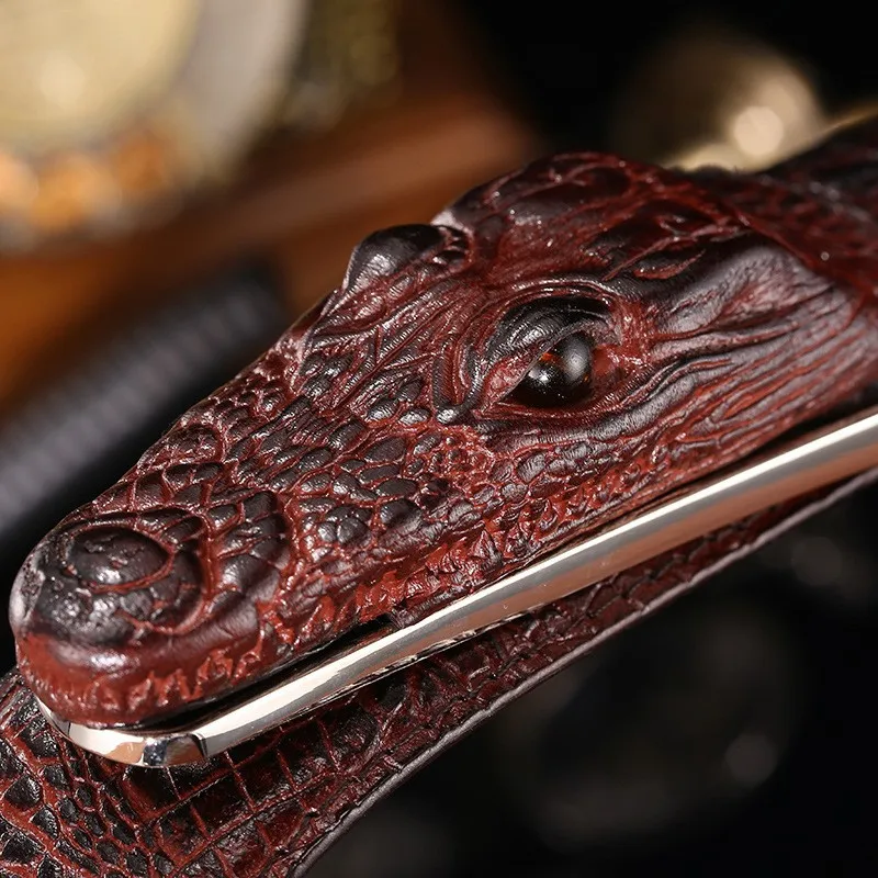 Fashion 3D Alligator Crocodile Shape Cow Leather Belt For Men Coffee Black Mens Belts Luxury Designer Belts Men High Quality B2