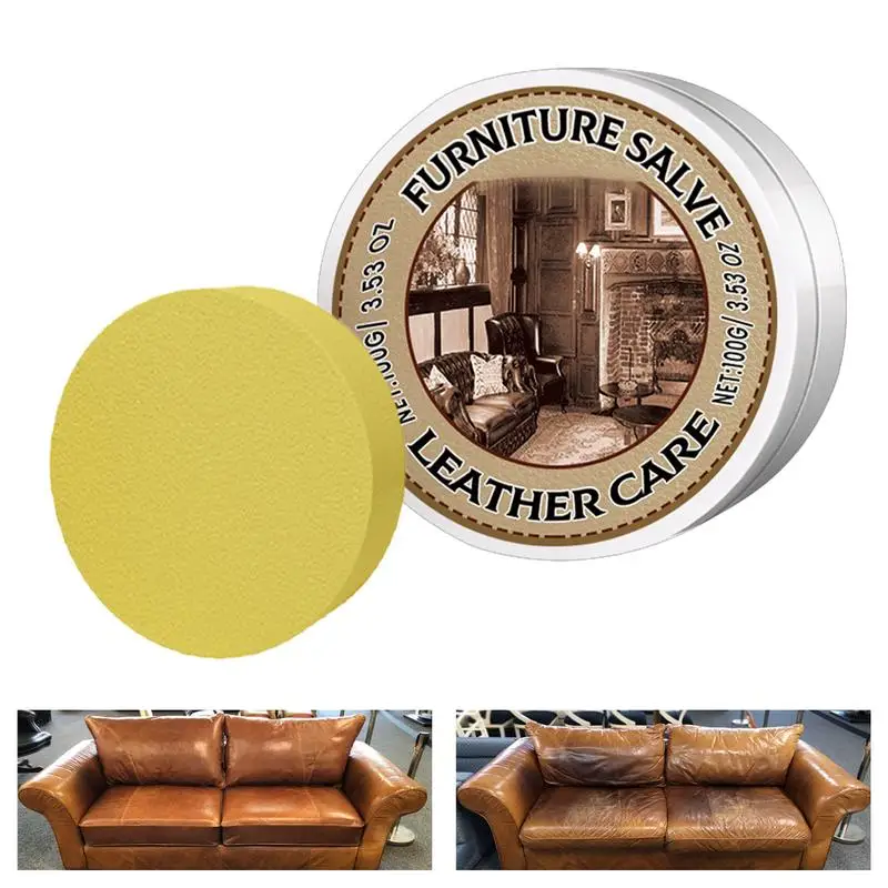 

Furniture Leather Salve Anti-drying Cracking Furniture Ointment Leather Renovation Cream Mild and Safe Leather Salve with sponge