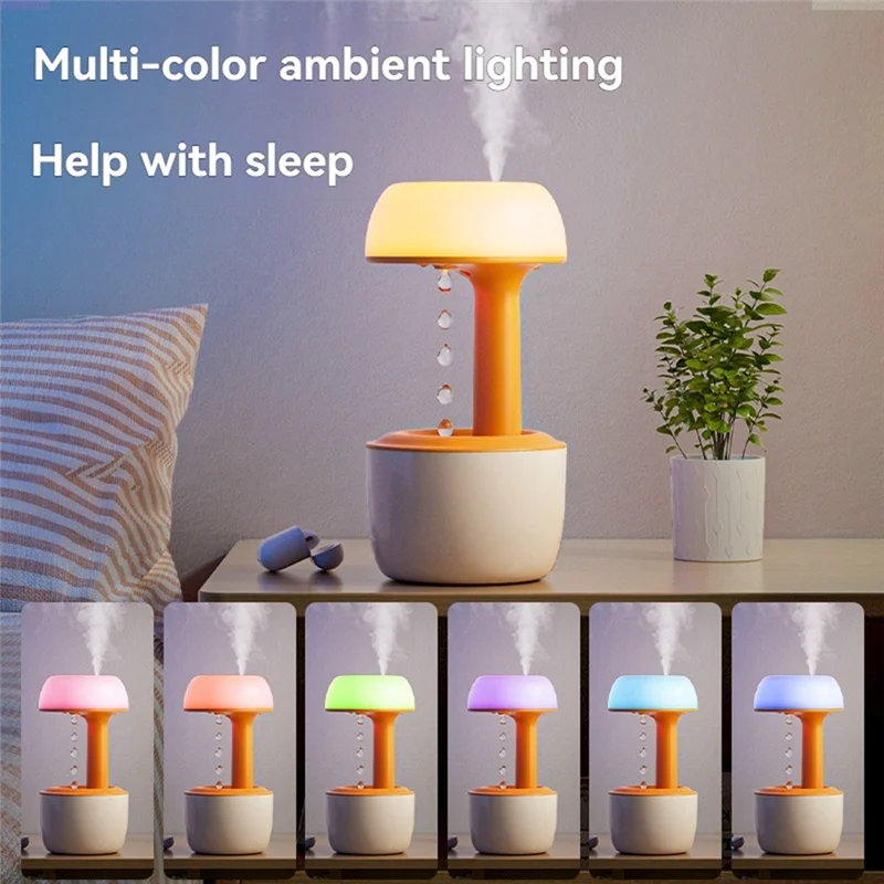 FGGS-Cool Mist Humidifier With Night Light 800Ml Anti Gravity Water Drop Humidifier For Bedroom Quiet Air Humidifier