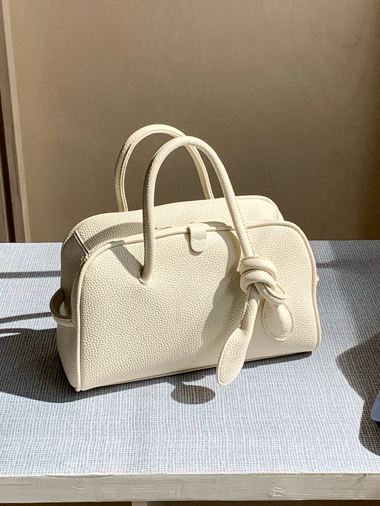 

Fashion Texture PU Handbags Solid Color Twist Handle Decor One Shoulder Bags Large Capacity Female Versatile Daily Handle Packs
