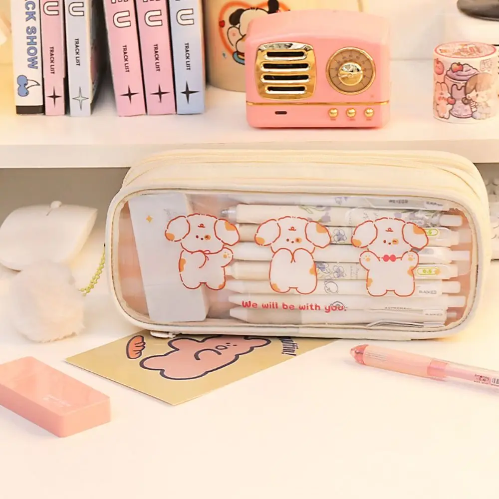 Cute Furball Pen Bag Large Capacity Canvas Pencil Case Multifunctional Pencil Box Student