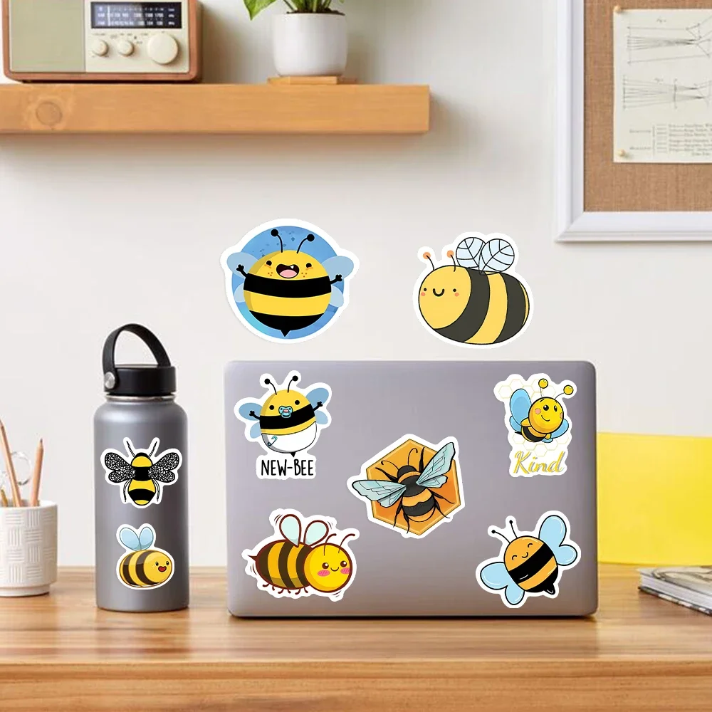 Cute Honey Bee Stickers Lovely Children DIY Toy Decorative Graffiti Decal for Phone Luggage Laptop Bottles Scrapbook Waterproof