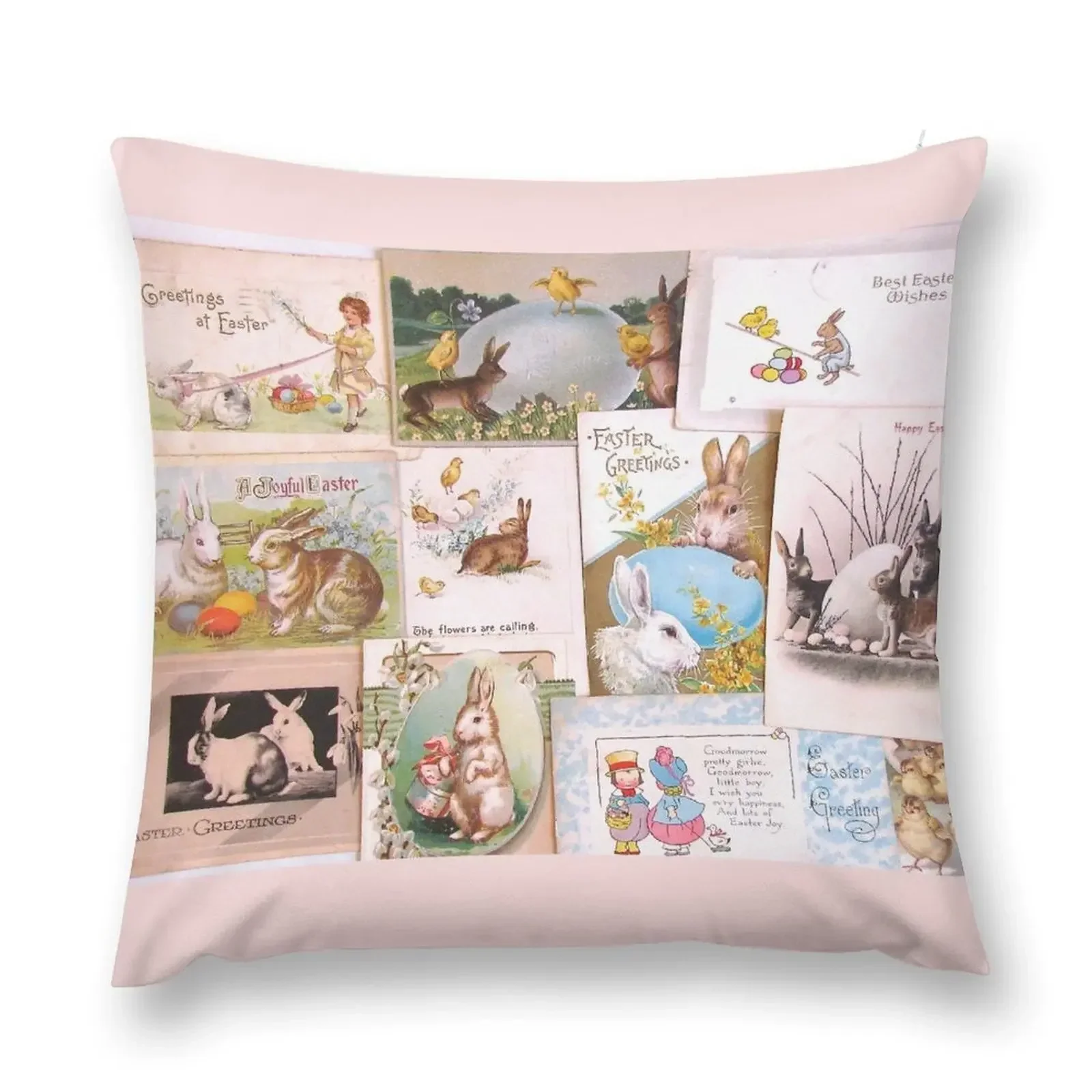 

Vintage Easter Rabbits Postcards Throw Pillow christmas decorations for home 2025 luxury decor pillows decor home pillow