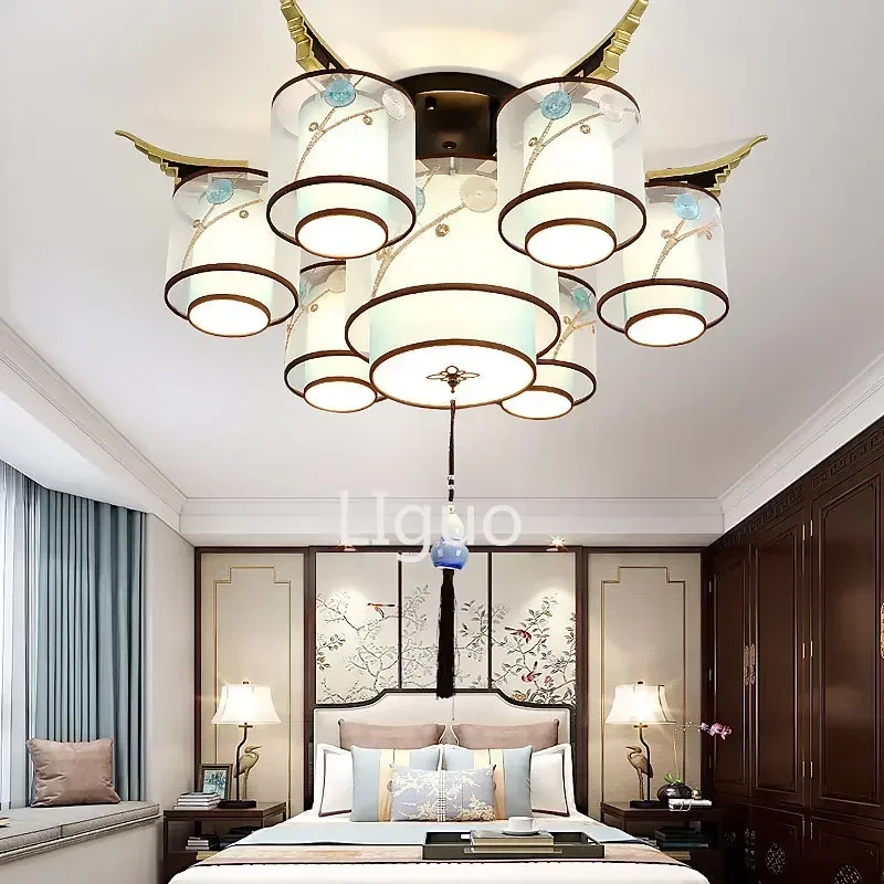 New Chinese Style Ceiling Lights Round Living Room Lamp Atmosphere Restaurant Bedroom Lamps Full House Lighting Combination