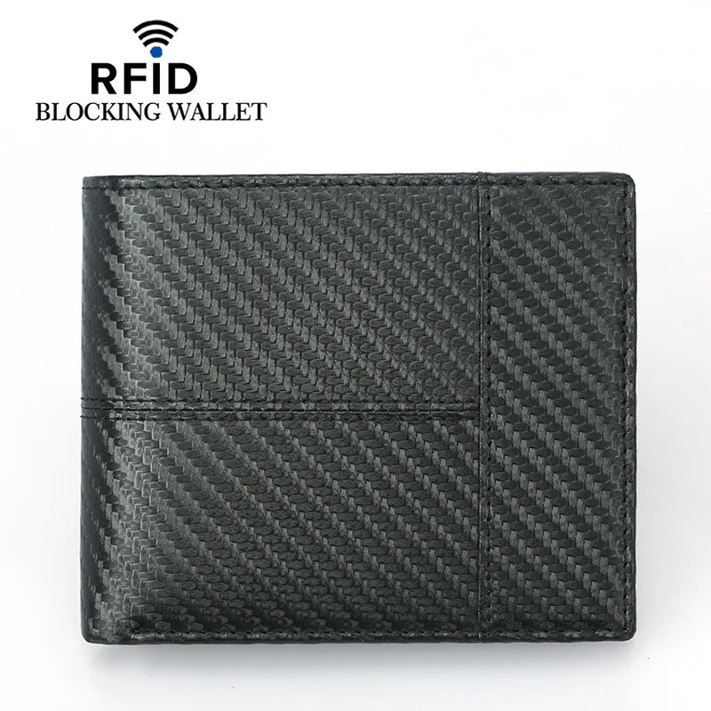 

Carbon Fiber Men Wallet RFID Blocking Credit Card Holders Pocket Purse Business Men Short Wallet Boyfriend Husband Best Gift