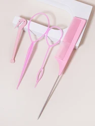4-piece set, hair ring tool, rubber band cutter, mouse tail comb, hair tail tool, hair braid accessories, ponytail braid maker