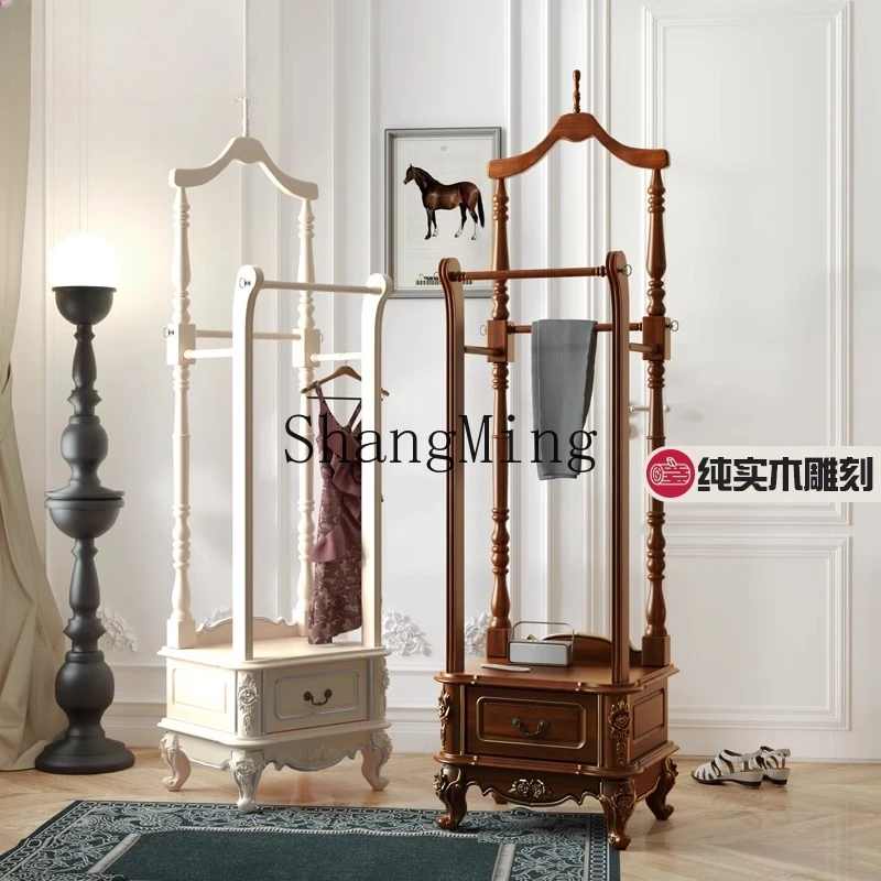 

CL high value pure solid wood carving premium bedroom bedside table living room coating rack floor hanger