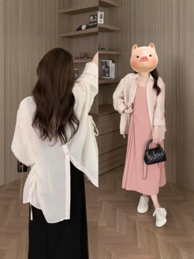 

plus Size Women's Casual Thin Sun Protection irt Long Sve Summer New Loose Slimming Outerwear Top Korean Sle Commute