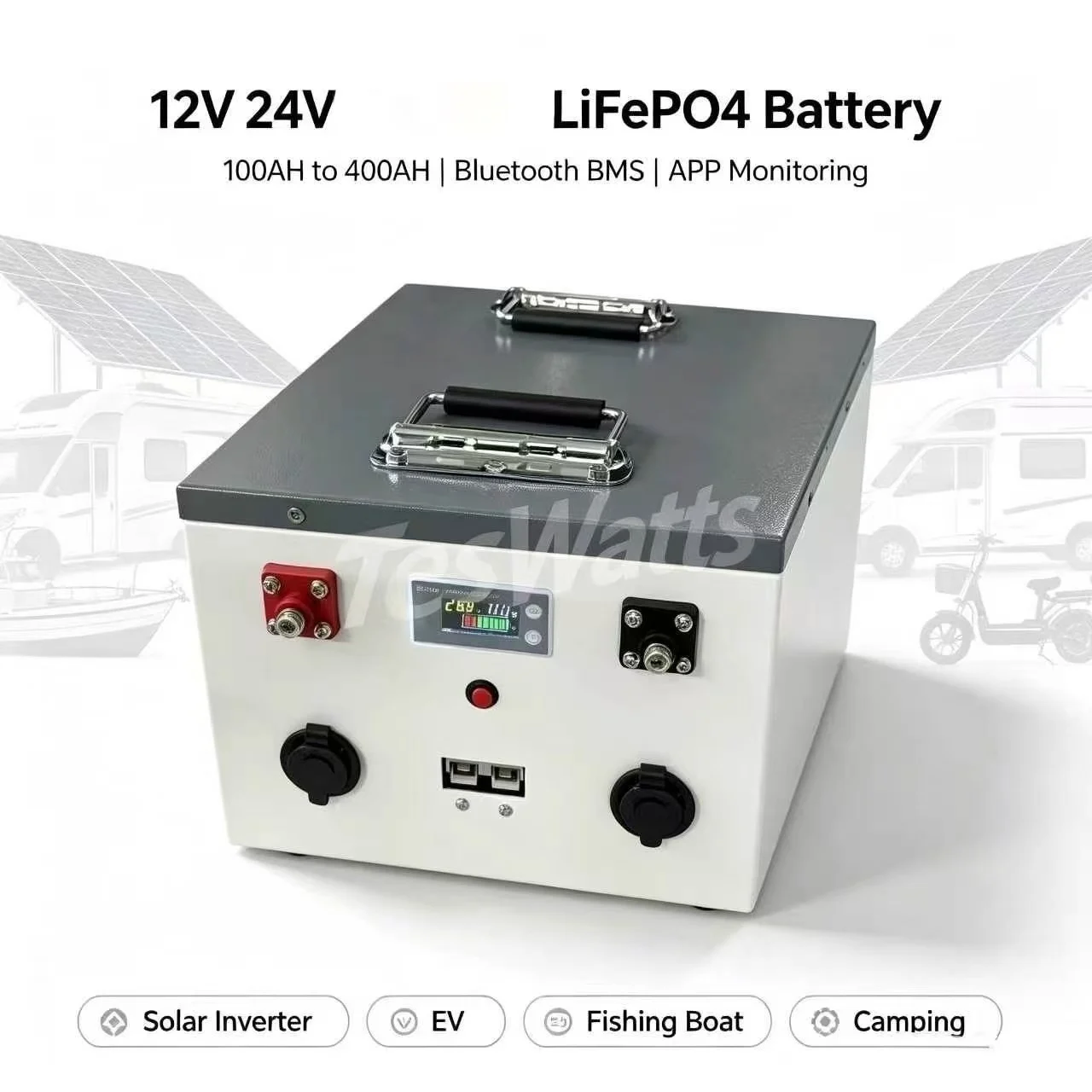12V 24V100AH 150Ah 200AH 300Ah 400Ah lifepo4 lithium battery bluetooth BMS APP for solar inverter EV Fishing boat