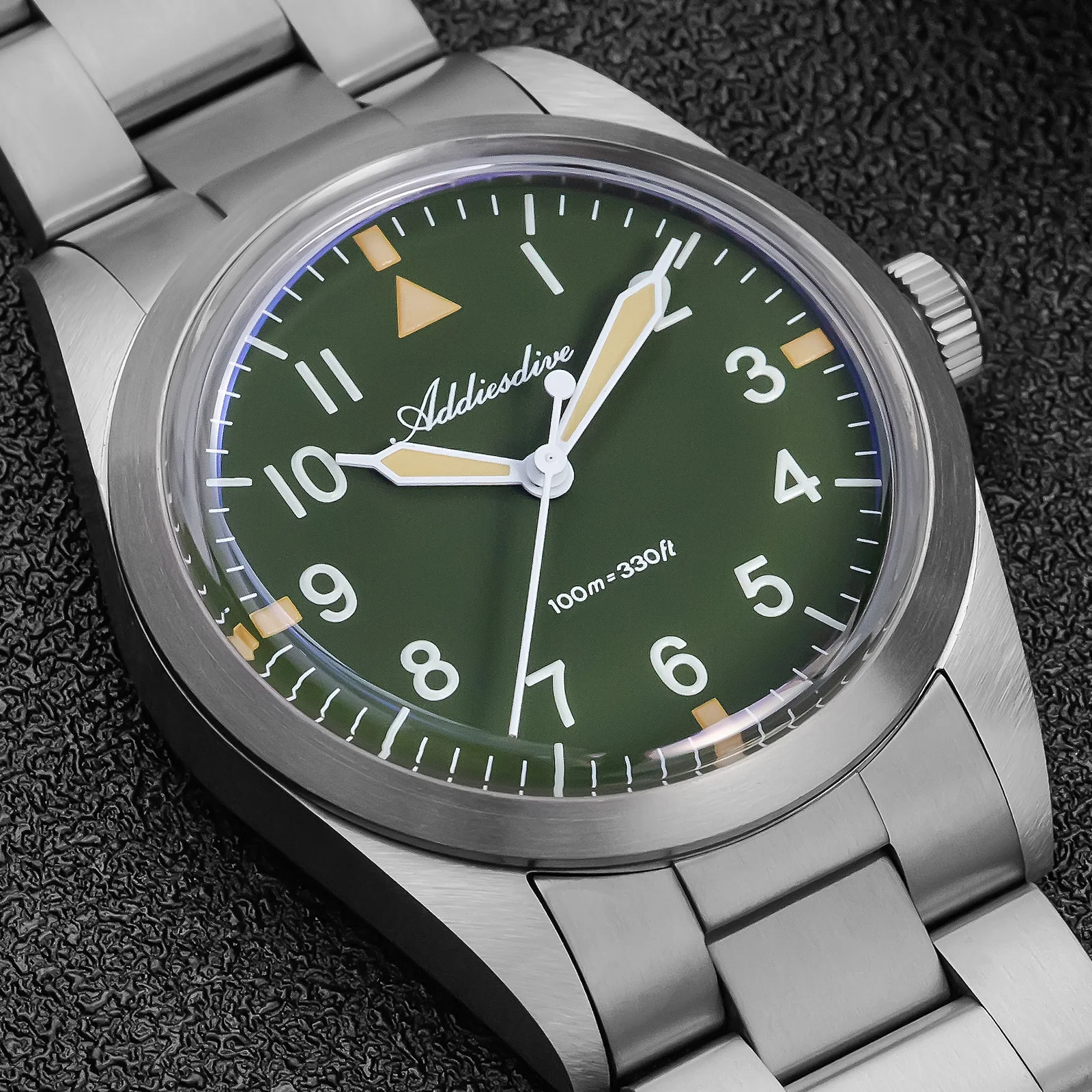 Relojes para parejas ADDIESDIVE de aleación de titanio con cristal de burbujas, 36MM, 10bar, resistentes al agua, relojes de pulsera de cuarzo superluminosos para parejas