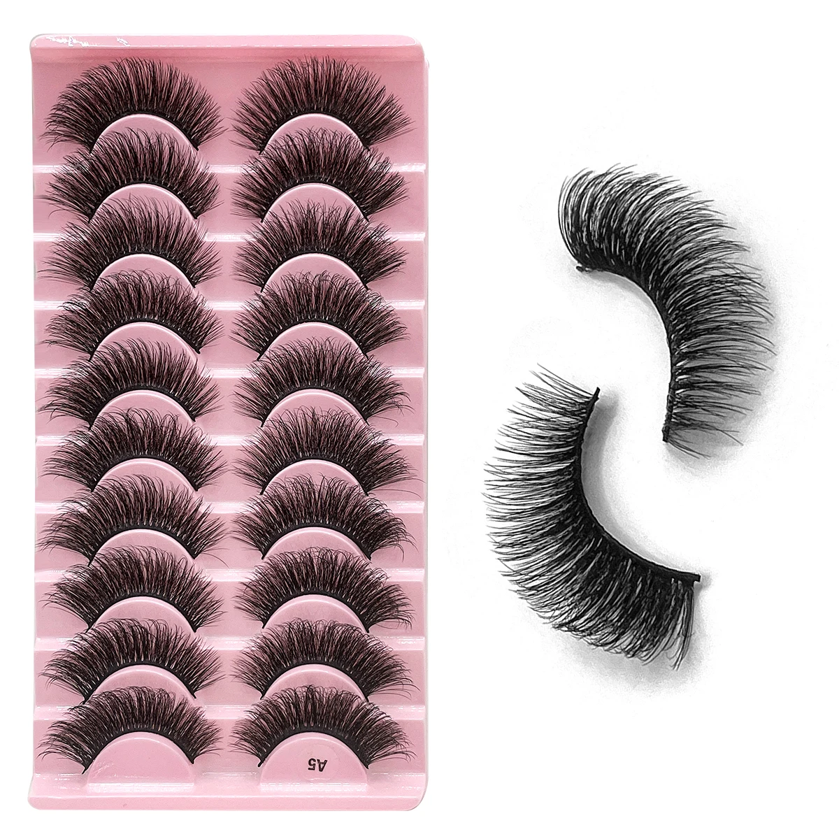 10 Pairs Simulation Cross Messy Eye Faux Mink Eyelashes Handmade False Eyelashes Natural Nude Makeup 3D Curly Lashes