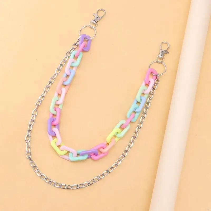 y3ne الطول القابل للتعديل طبقة مزدوجة طبقة أكريليك بانت سلسلة أزياء أزياء للسروال #5