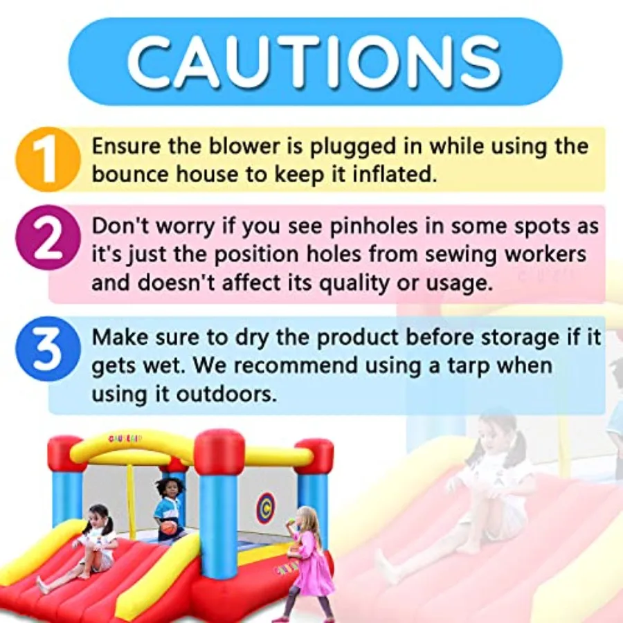 منزل ترتد قابل للنفخ مع منفاخ GFCI للمتعة في الهواء الطلق: 12 قدم طول × 9 قدم عرض يتضمن لعبة كرة السلة لعبة كرة السهام PVC المتينة #6