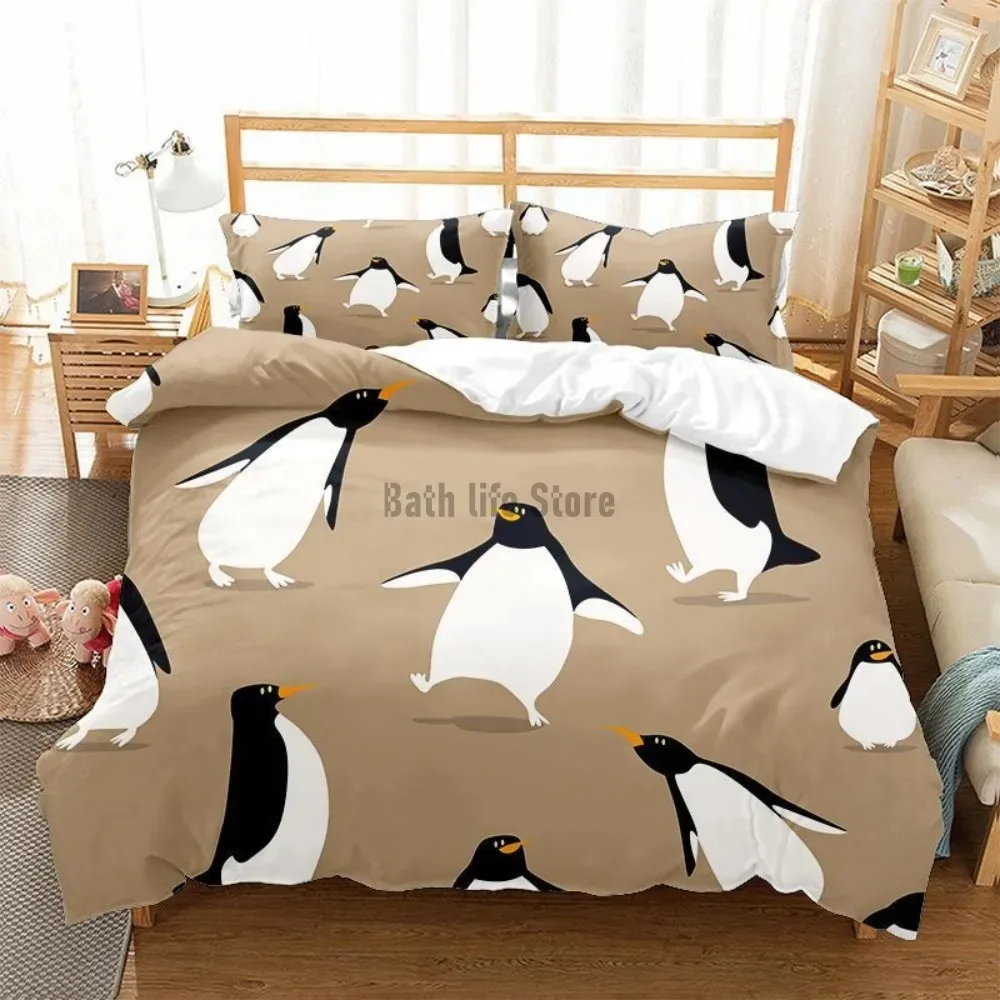 3D Cute Penguin Duvet Cover Animal 23 Home Textile For Kids Adult Bedding White Bedding Set Double King Full Size Home Decor