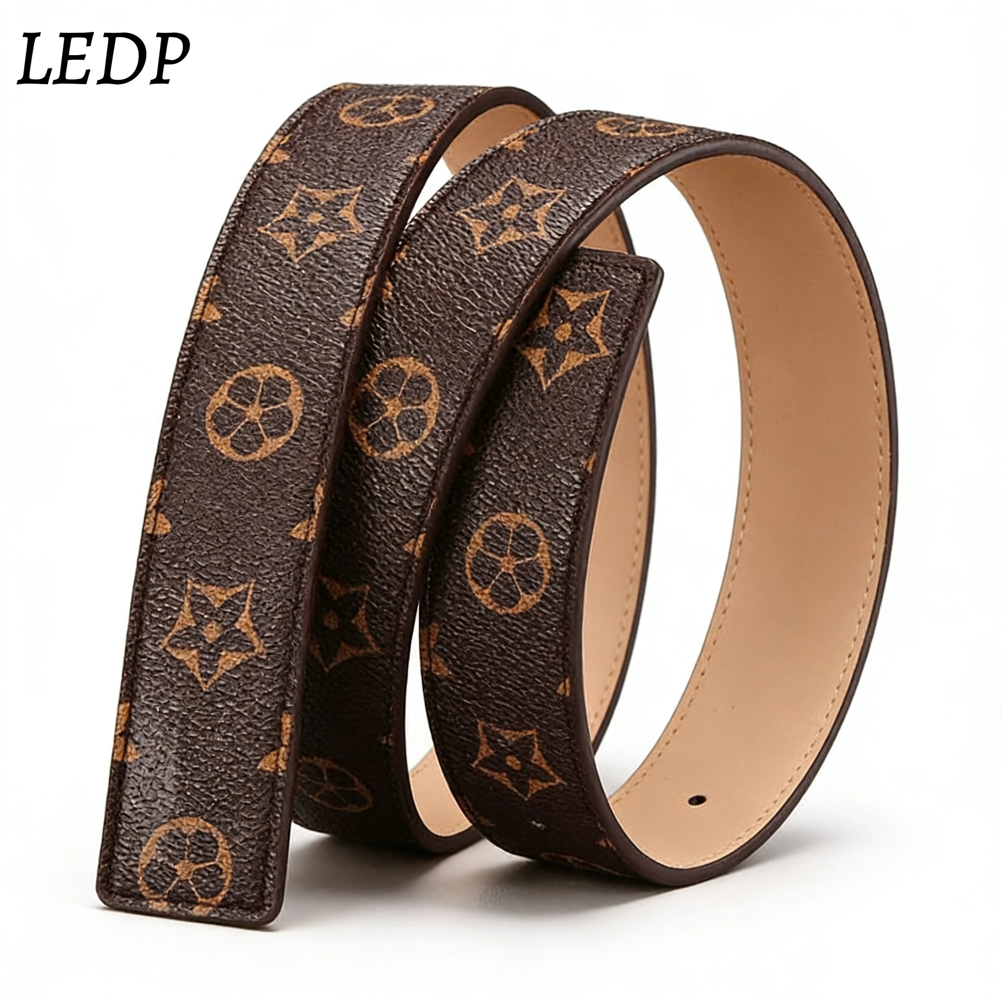 

Новый винтажный ремень для мужчин 2026 года – 3,8 см, натуральная кожа, классический цветочный узор, без пряжки, дизайнерский, с эффектом роскоши