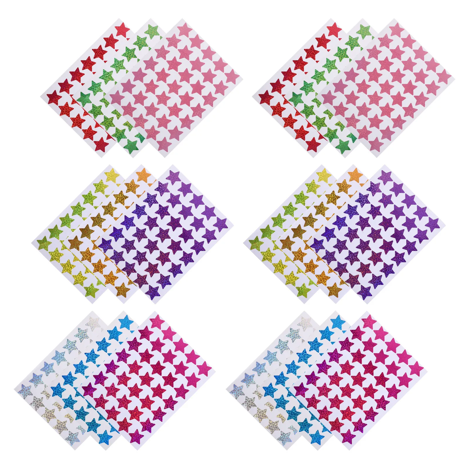 

35Pcs Metallic Holographic Star Stickers 1 Inch Shining Glitter Stars for Student Achievement Reward Charts Classroom Supplies