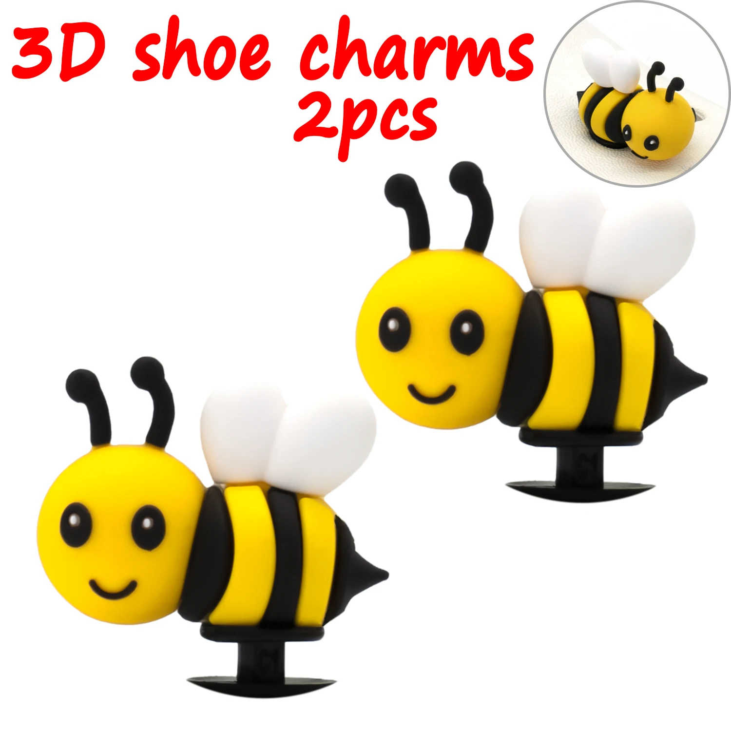 2 Stück 3D niedliche Tier-Schuhanhänger, Ente, Biene, Dinosaurier, Hund, Schuhdekorationen, Panda, Kuh, Anstecknadeln für Mädchen, Jungen, Kinder, Geschenke, Clog-Schnalle – Detail 15