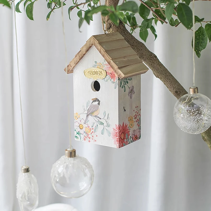 Nice Handmade Vintage Solid Wood Birdhouse Hanging Ornaments