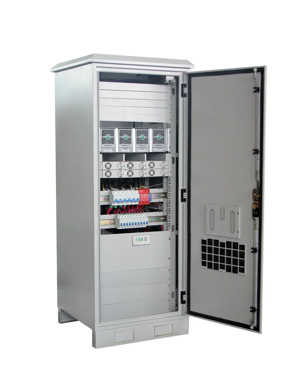 3KVA IP55 UPS خارجي مع خزانة بطارية مدمجة وتكييف الهواء، مقاوم للرياح والغبار، صندوق عاكس للطاقة الشمسية