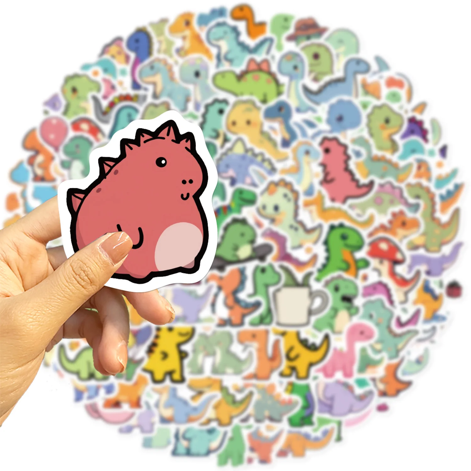 100 Small Cartoon Short-Legged Dinosaur Graffiti Stickers for Guitar, Notebook, Suitcase, Waterproof Stickers