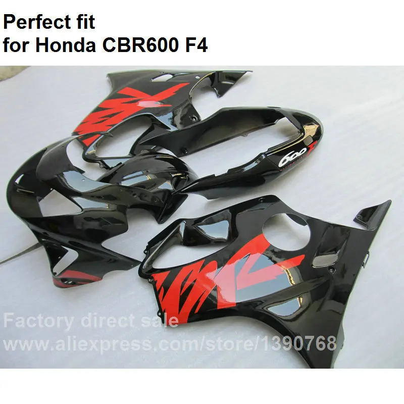 Free custom fairing kit for Honda CBR 600 F4 1999 2000 red black fairings CBR600 F4 99 00 DF58