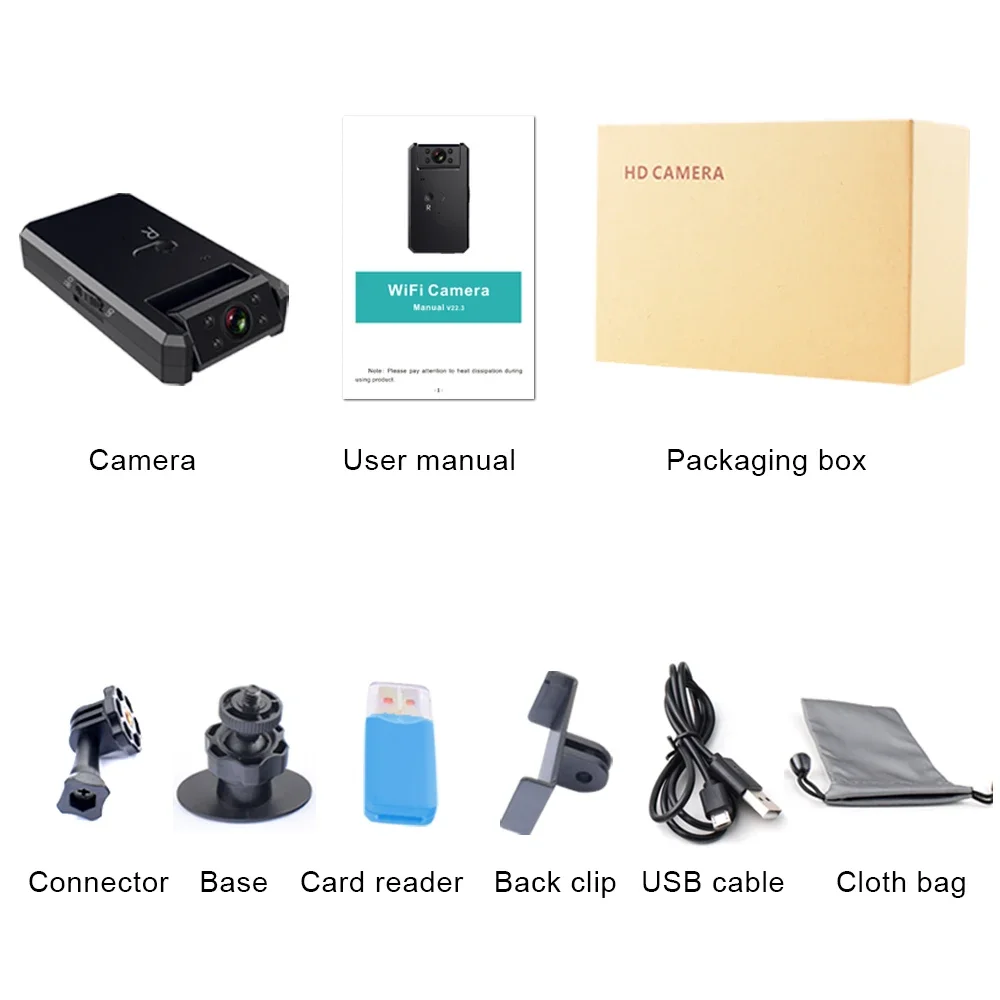Mini telecamera HD WiFi Videocamera intelligente Hotspot HD Visione notturna a infrarossi Video Micro piccola cam Rilevazione movimento Batteria Cam