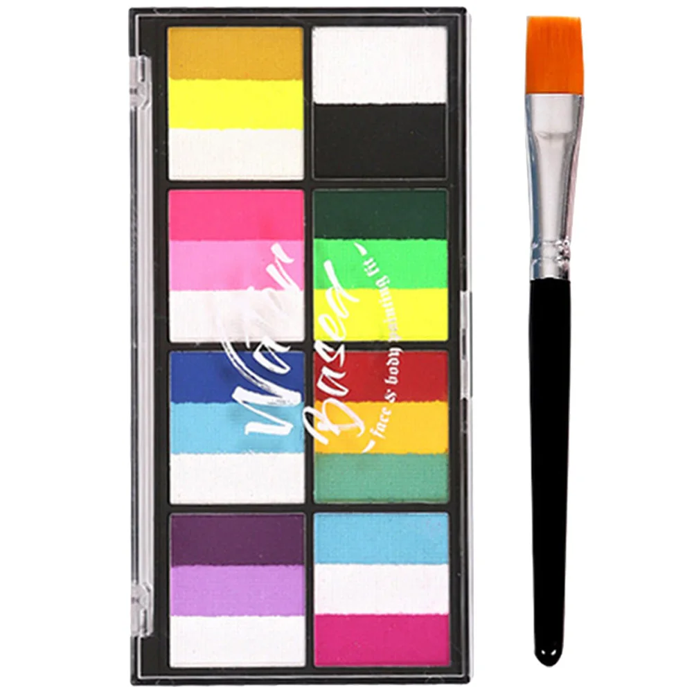 مجموعة طلاء الوجه لمهرجان الحفلات التنكرية، لوازم طلاء الجسم للبالغين، مجموعة أدوات مكياج مائية مع فرشاة #1