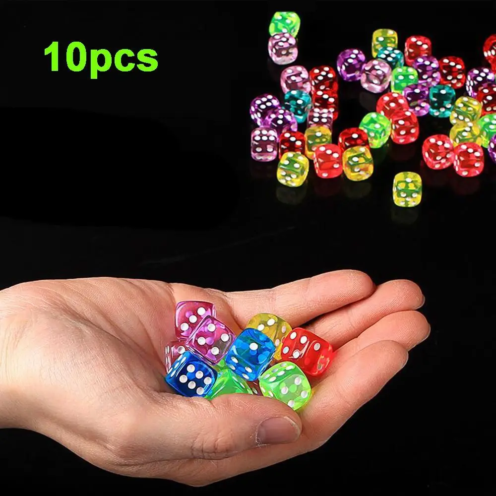 Clear 14mm Transparent Club Acrylic Digital Playing Cubes Board Game Dice Gambling Table Games