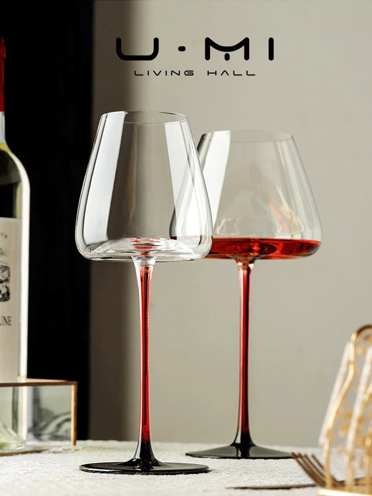

U Mi LIVING Bla Collar Home Use Highball Glass Bury Wine Glasses Luxury Crystal Glasses for Red Wine Drinking