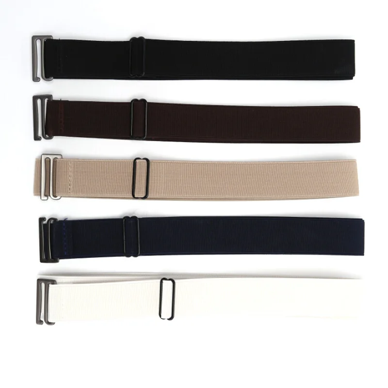 Adjustable Size Flat Buckle Elastic Waist Belt Jeans Pant Belt Women Belt No Show Stretch Belt Invisible Belt Slim Elastic Band