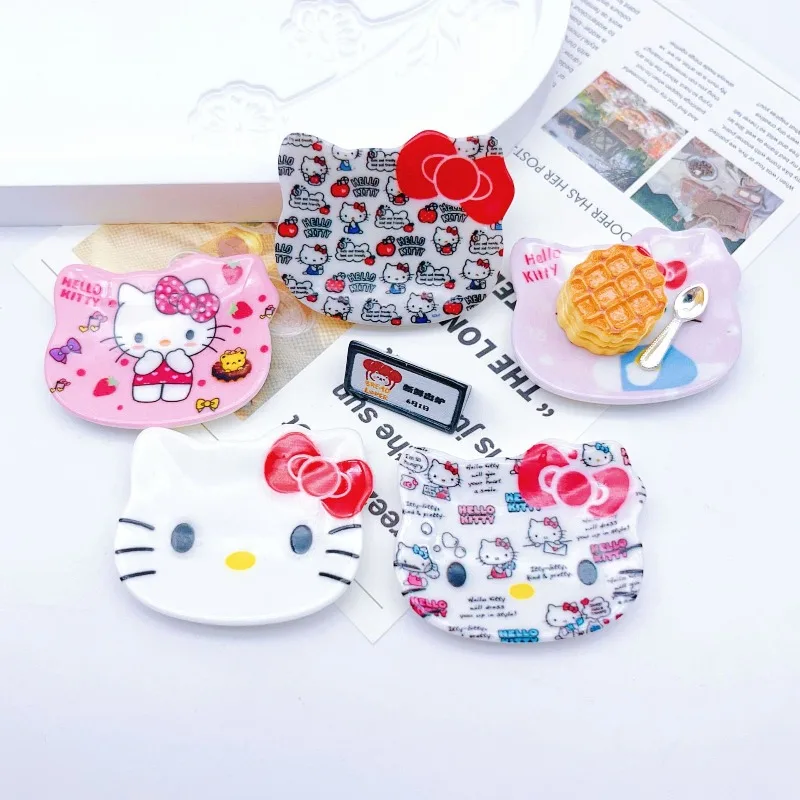 

10pcs Hello Kitty Accessories Anime Cartoon Children Toy Plate Resin Accessories Versatile Desktop Ornament Girl Gift Wholesale