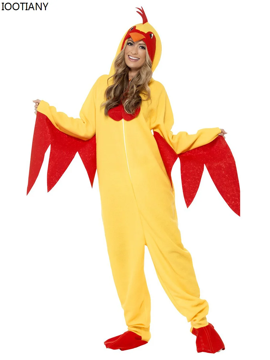 Costume Cosplay di pollo animale divertente Unisex novità mascotte animale adulto gioco di ruolo di Halloween tuta da festa vestito da palcoscenico