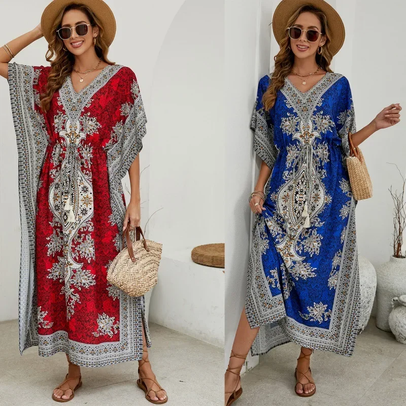 Authentic Sanya Seafront Vacation Boho Beach Dress Loose-fit Bikini Anti-mosquito Outer Cover Ups Beachwear