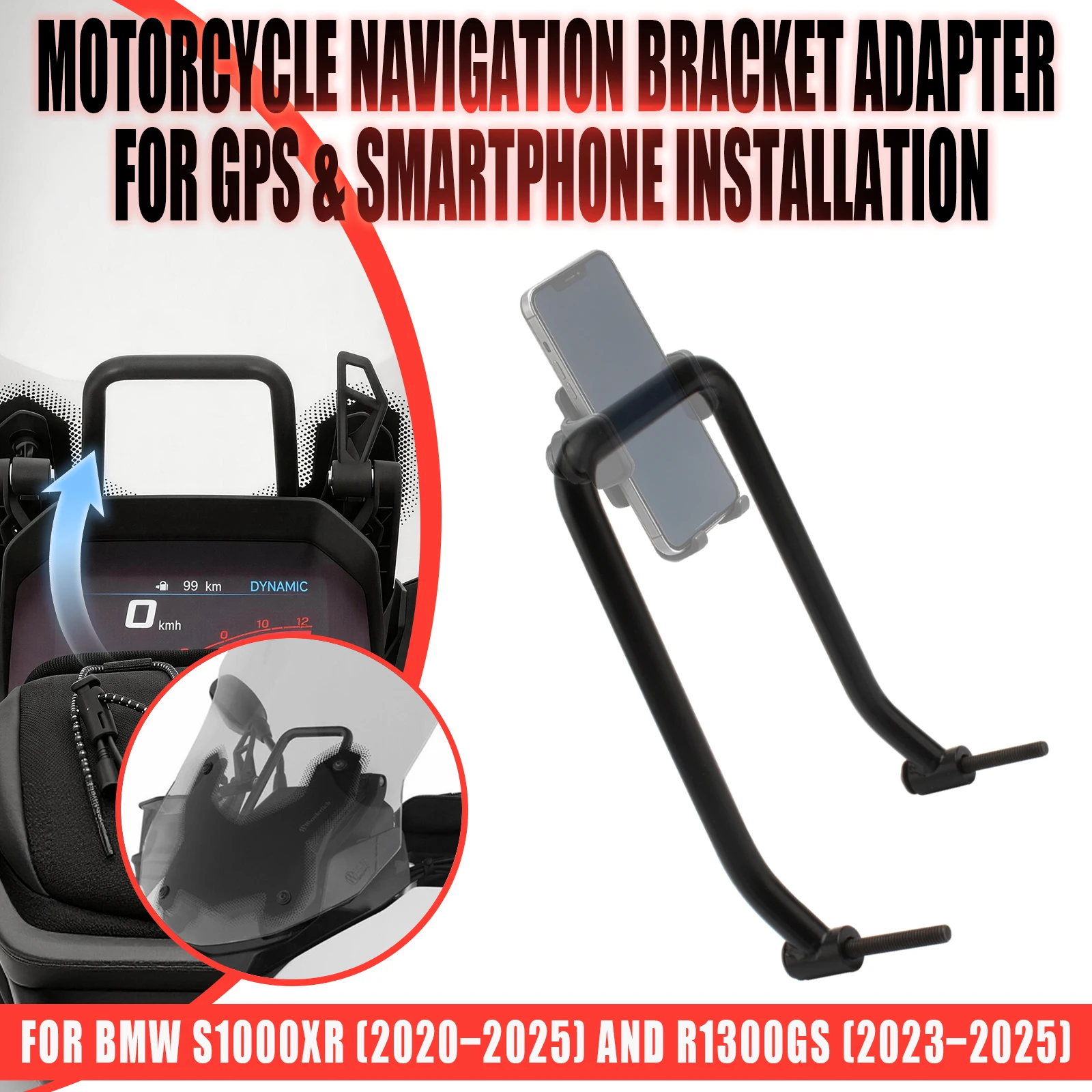Motorcycle GPS Navigation Bracket Phone Holder Mount Stand Adapter Plate For BMW S1000XR R1300GS 2020 2021 2022 2023 2024-2026