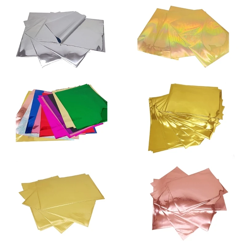 50 Sheets Reactive Foil Hot Foil Stamping Papers Transfer Foil Paper for Cards