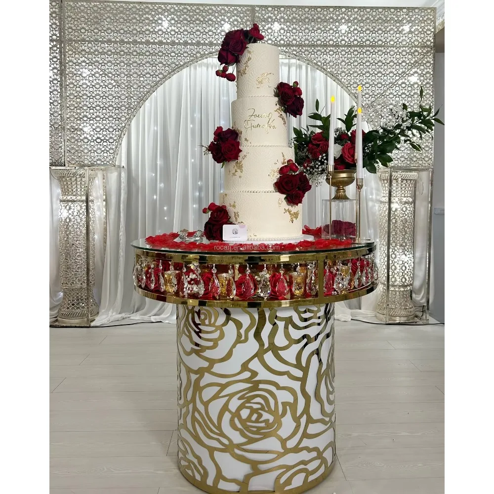 

Wedding cake table pedestal flower stand glass gold wedding table event party decoration supplies