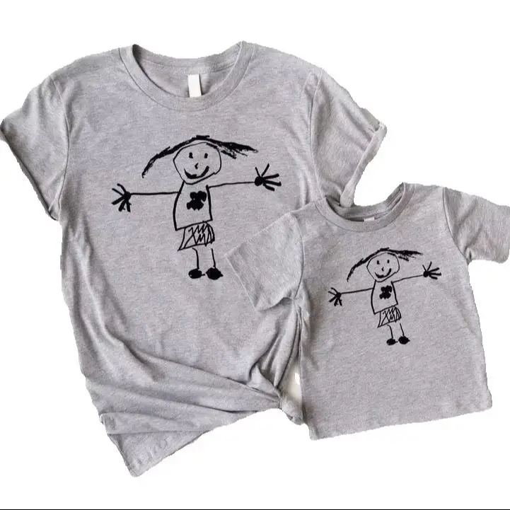 

Custom Kids Drawing Art Printing T-Shirt Personalized Gift for Mom Dad Christmas Birthday Presents Custom Your Design Shirts