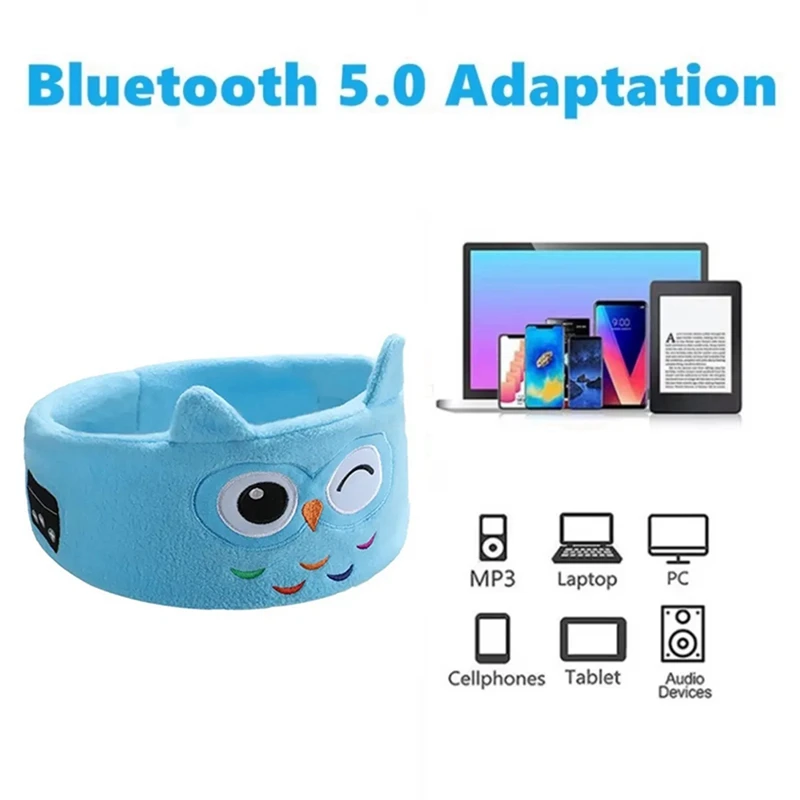 A7QHO-Soft Kid Eye Mask Bluetooth Headphone Comfortable Wireless Earphones Animal Sleeping Elastic Eye Mask Headphones