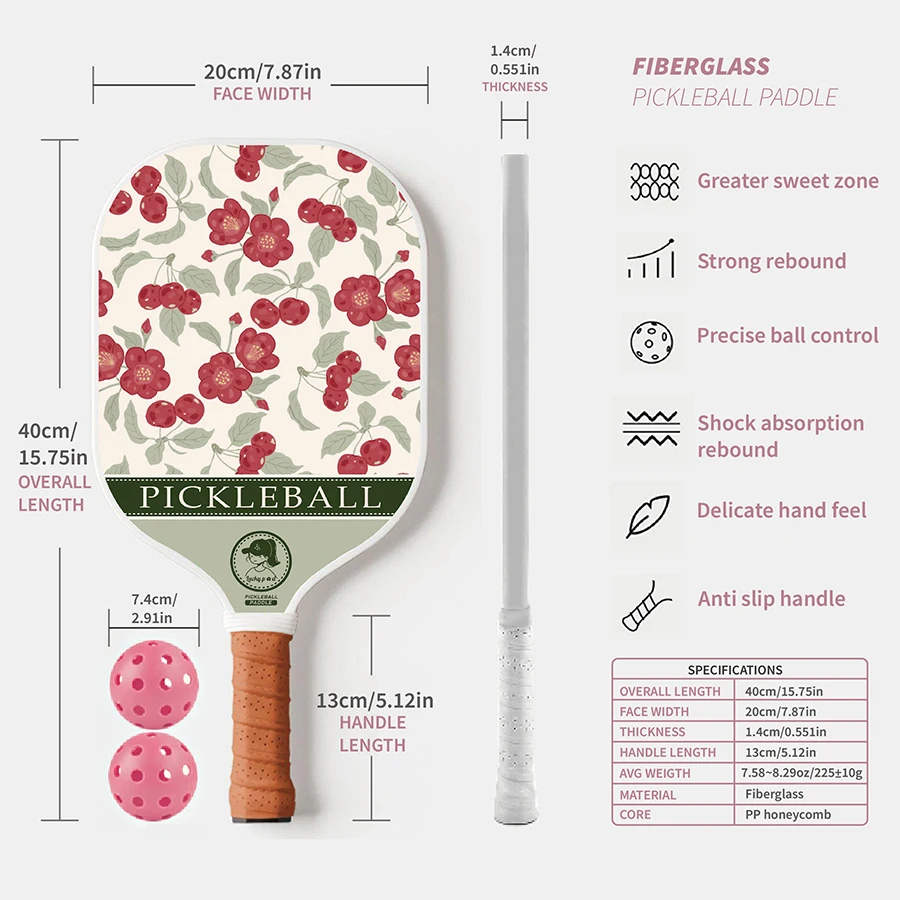 Pickleball Paddle Set with 2 Balls Trendy Pattern Pickleball Paddle Set Lightweight Pickleball Racket for Adults & Beginners
