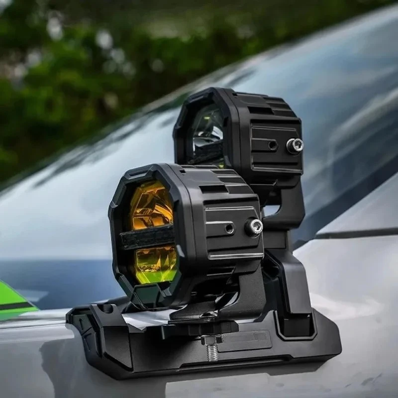 For Ford Ranger 2023-2025 Car A-Pillar LED Spotlight Expansion Bracket Front Hood Dual Light Quick-Release Auxiliary Lamp Stand
