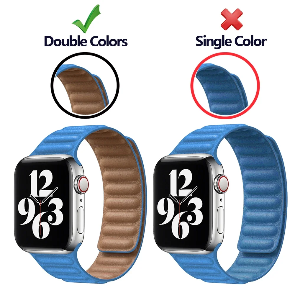 Correa de cuero para Apple Watch Ultra 9, 8, 7, banda de 49mm, 45mm, 41mm, magnética Original para Iwatch 6, 5, 4, 3, SE, 38mm, 42mm, 40mm, 44mm