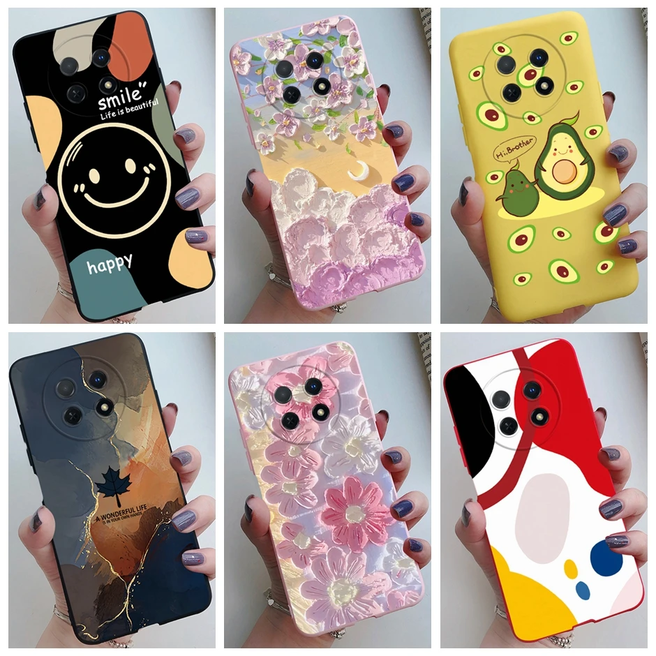 Dla Huawei Nova Y91 Y 91 pokrowiec STG-LX1 miękkie silikonowe etui na telefon Huawei Nova Y91 NovaY91 etui Smile Flower Skin Funda Coque