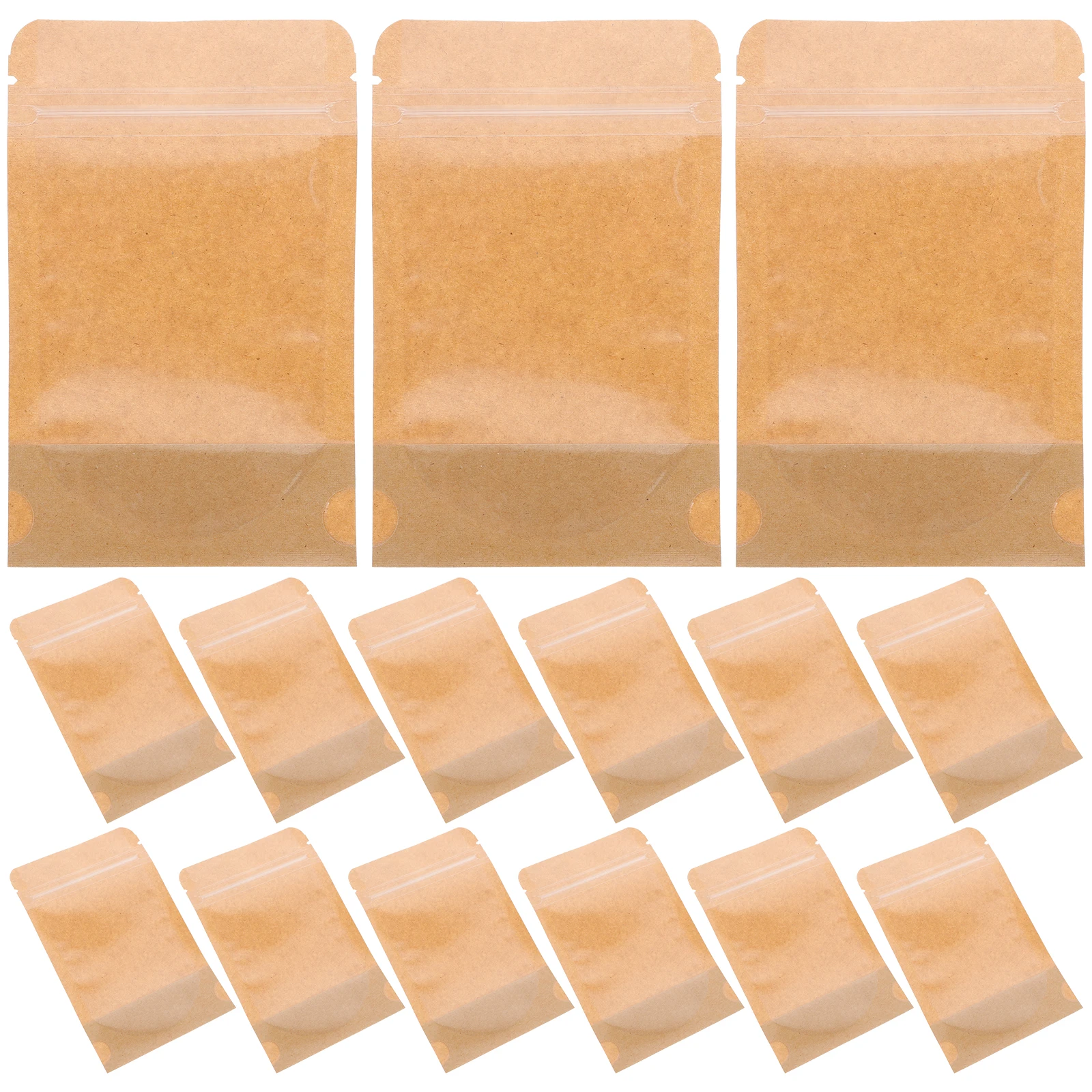

50pcs Kraft Paper Bag 9x14cm Yellow Resealable Food Storage Pouch for Sandwich Cookie Candy Party Household Containers