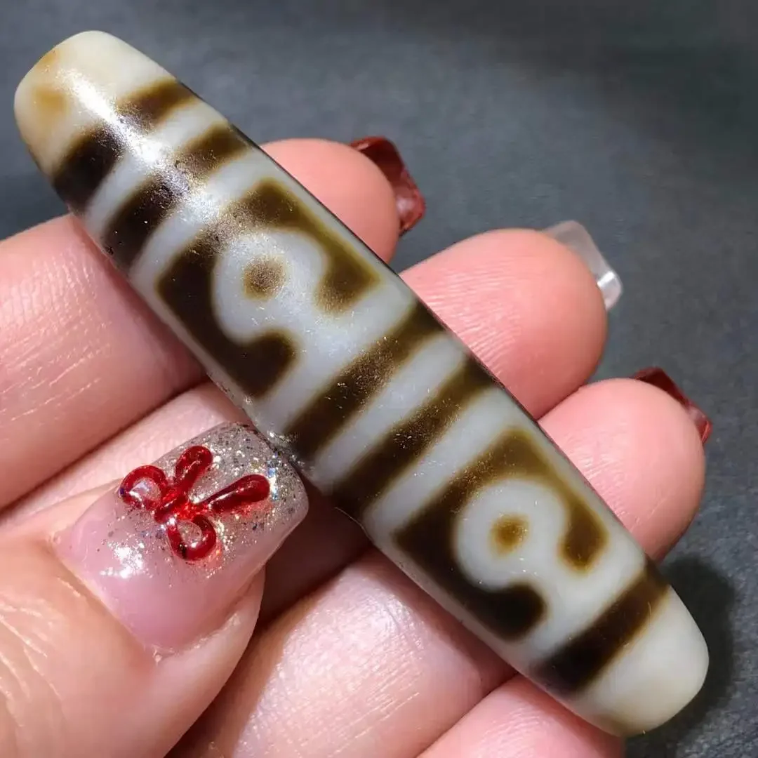 

Rare Energy Tibetan Old AgateFour BodhisTotem dZi Bead pendant57.7×13.4mm