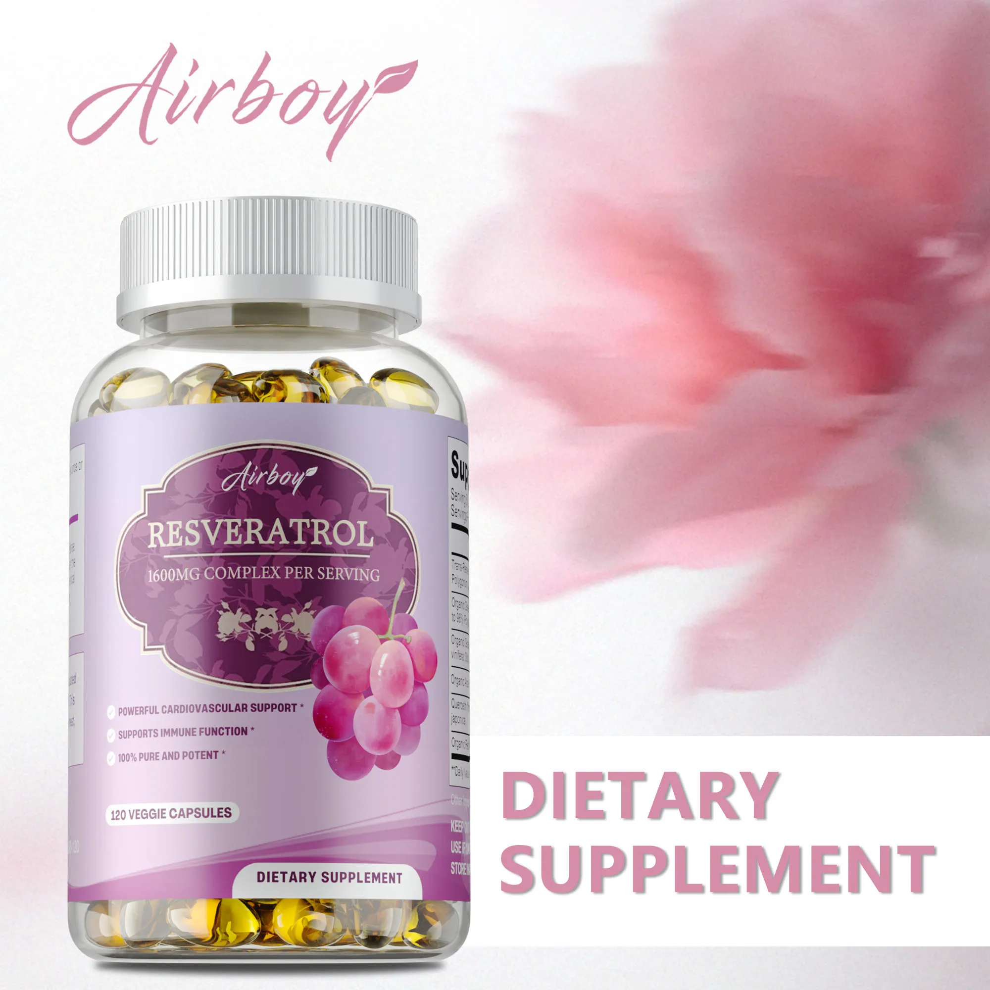 

Resveratrol - Antioxidant, Anti-Aging, Promote Smooth Skin, Support Brain, Heart and Cardiovascular Health, Improve Immunity