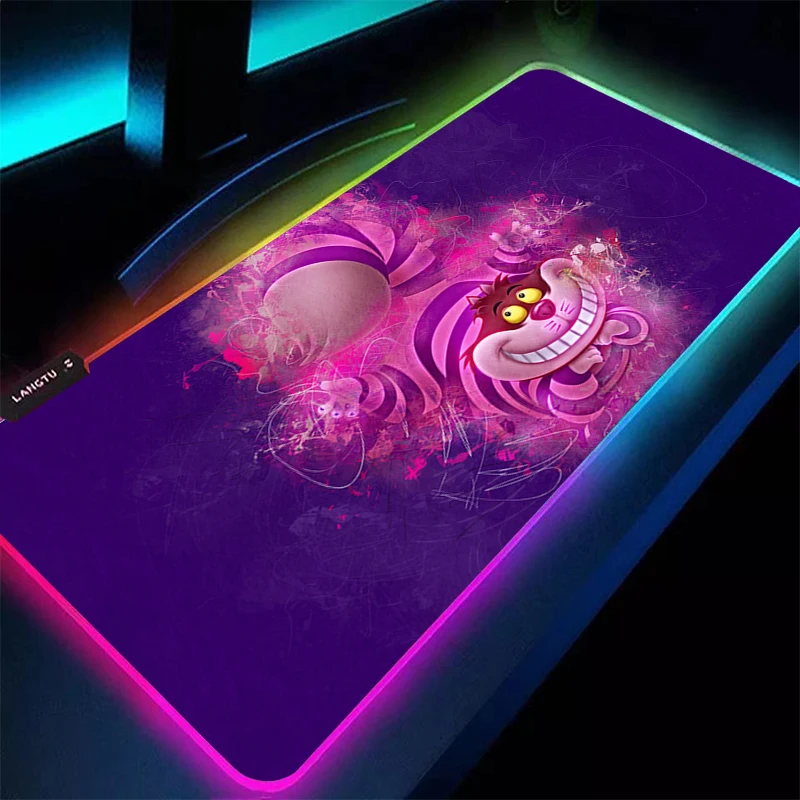 

Large Mouse Pad RGB A-Alices in Wonderland Laptop Pc Gamer Keyboard Mat XXL Mousepad LED Edge White Backlight Rubber Table Mat