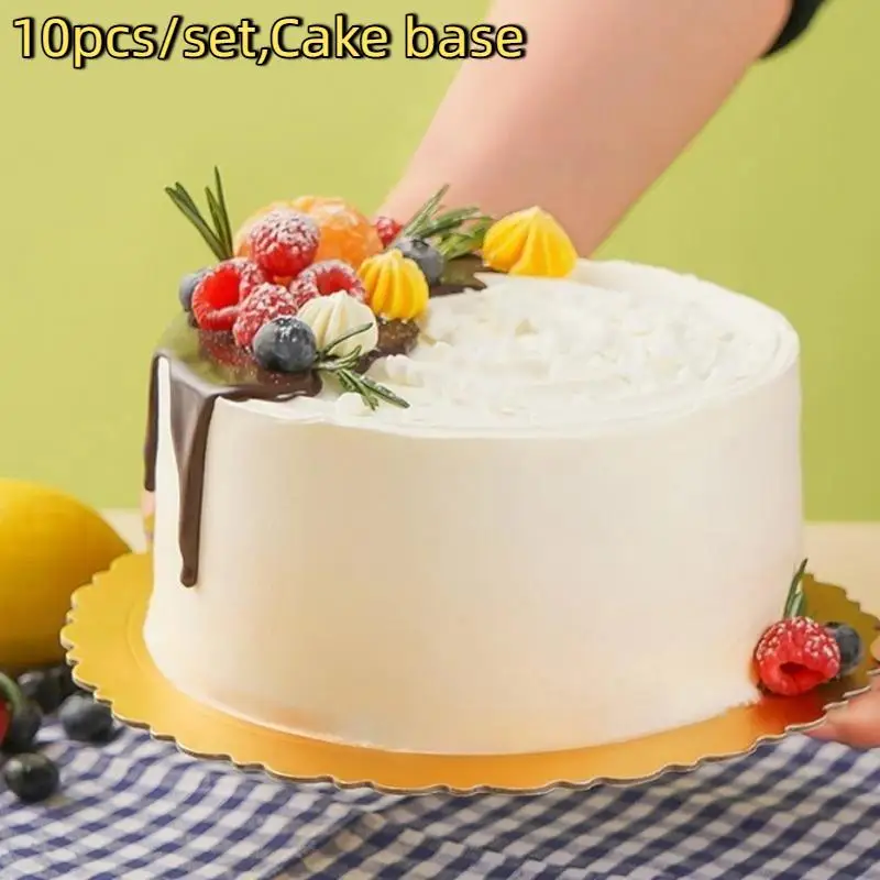 10 Pcs Cake Boards With White Golden Cake Rings, Cardboard With 6/8/10/12 Inch Cake Base, Suitable For Baking Cakes