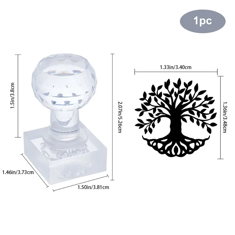 1PC Tree Acrylic Stamp Tree of Life Soap Embossing Stamp Soap Stamp with Handle Round Soap Chapter Imprint for Handmade